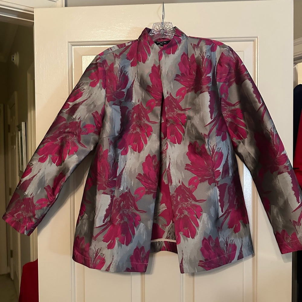 Misook Pink and Gray Floral Blazer